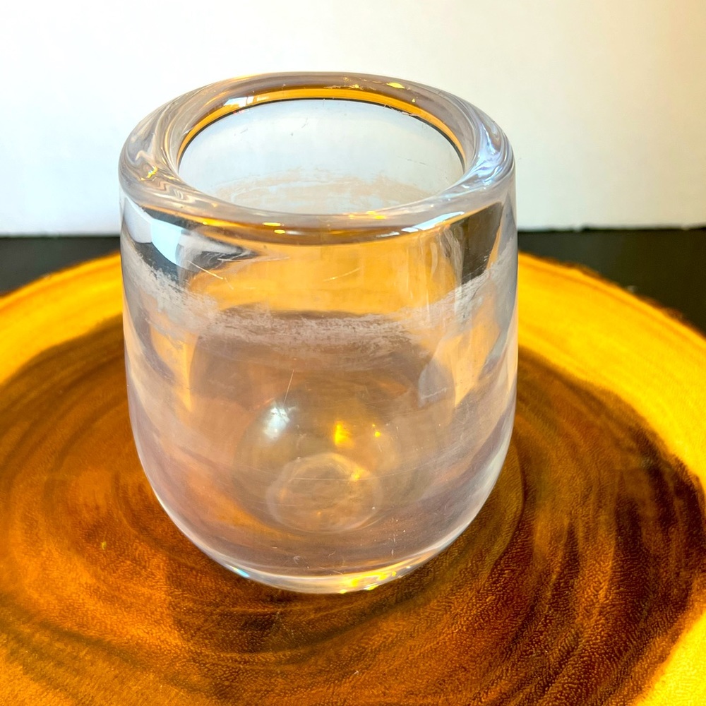 ORREFORS Sweden  tea light votive Candle holder. signed , very heavy